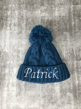 Load image into Gallery viewer, Cable Knit Personalised Baby/Children’s Beanie.