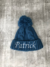 Load image into Gallery viewer, Cable Knit Personalised Baby/Children’s Beanie.

